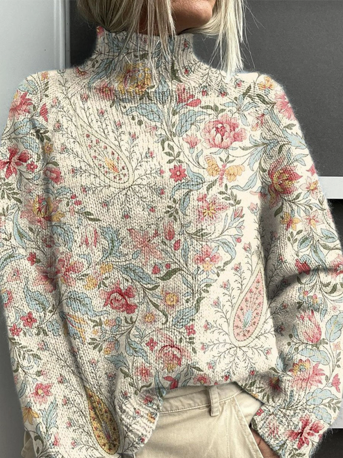 Lisia™| Vintage Flower Knit Turtleneck