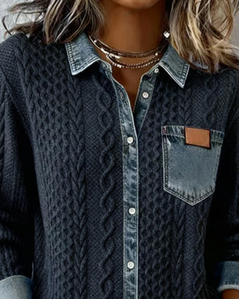 Simone™ | Denim Patchwork Shirt