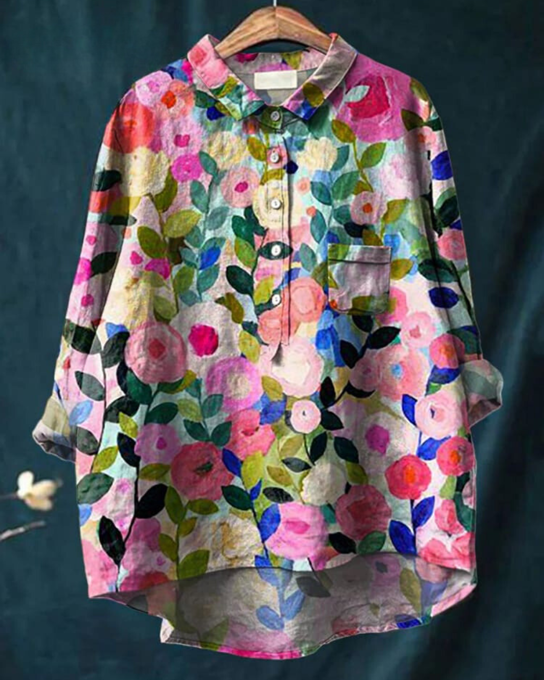 Maria™ | Cotton and linen blouse with floral print