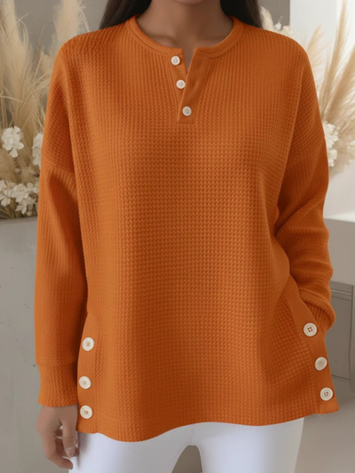 Arlisse™ | Henley Neck Waffle Pullover