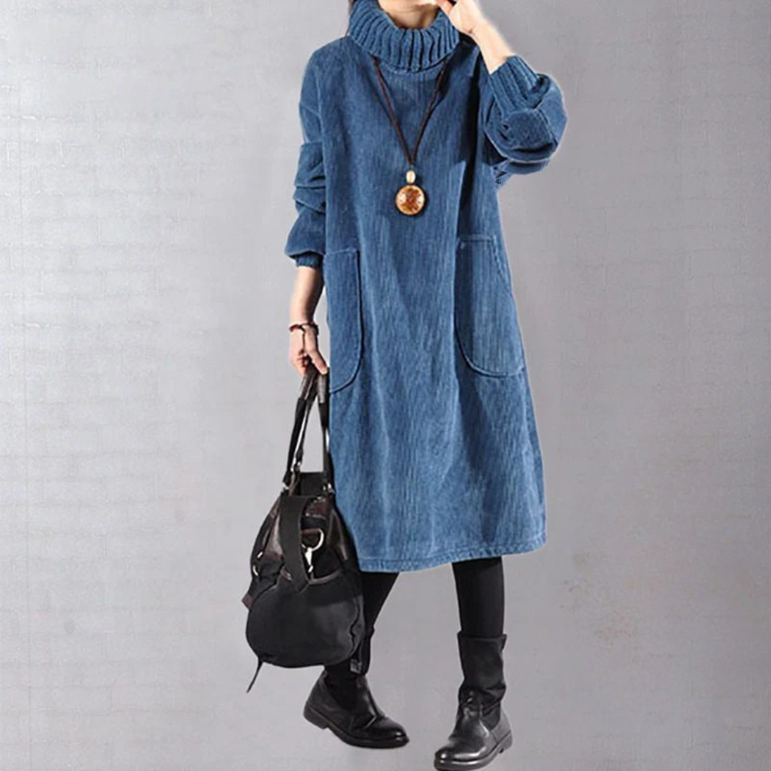 Annara™ | Cozy Turtleneck Corduroy Dress