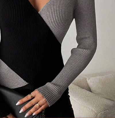 Tessa | Black Colour Block Sweater