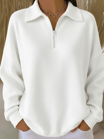 Zyneira™ | Casual Polo Waffle Sweatshirt