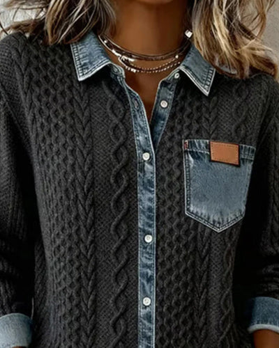 Simone™ | Denim Patchwork Shirt