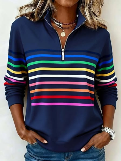 Bridget™ | Striped Zip-up Sweatshirt
