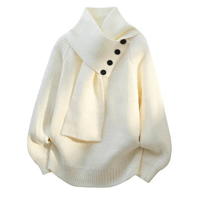 Rislena™ | Asymmetrical Collar Knit Sweater