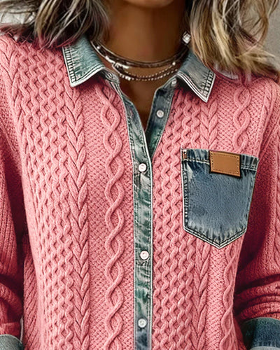 Simone™ | Denim Patchwork Shirt