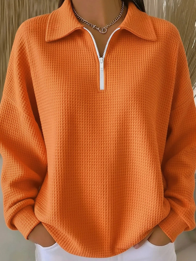 Zyneira™ | Casual Polo Waffle Sweatshirt