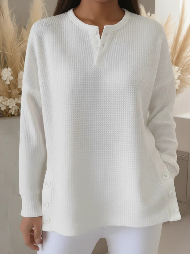 Arlisse™ | Henley Neck Waffle Pullover