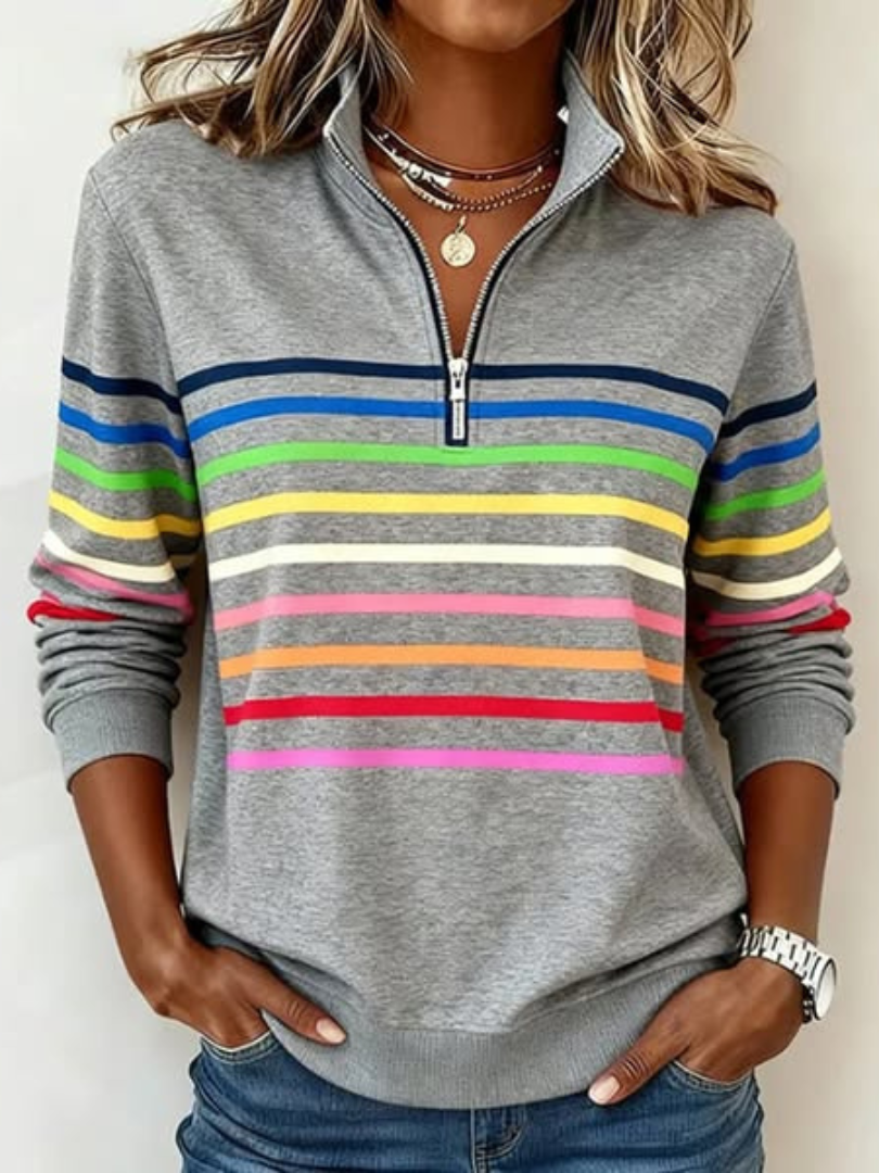 Bridget™ | Striped Zip-up Sweatshirt