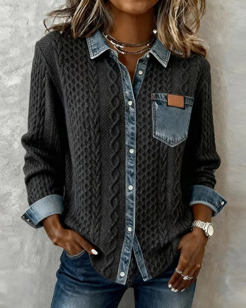Simone™ | Denim Patchwork Shirt