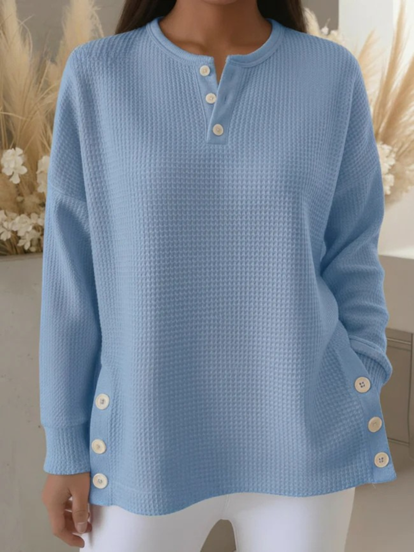 Arlisse™ | Henley Neck Waffle Pullover