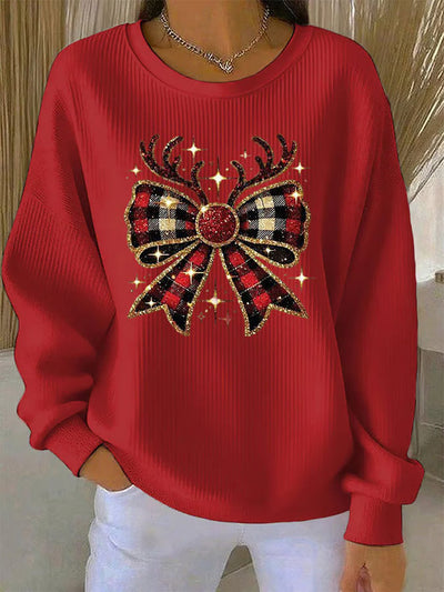 Deliah™ | Christmas Bow Print Sweater
