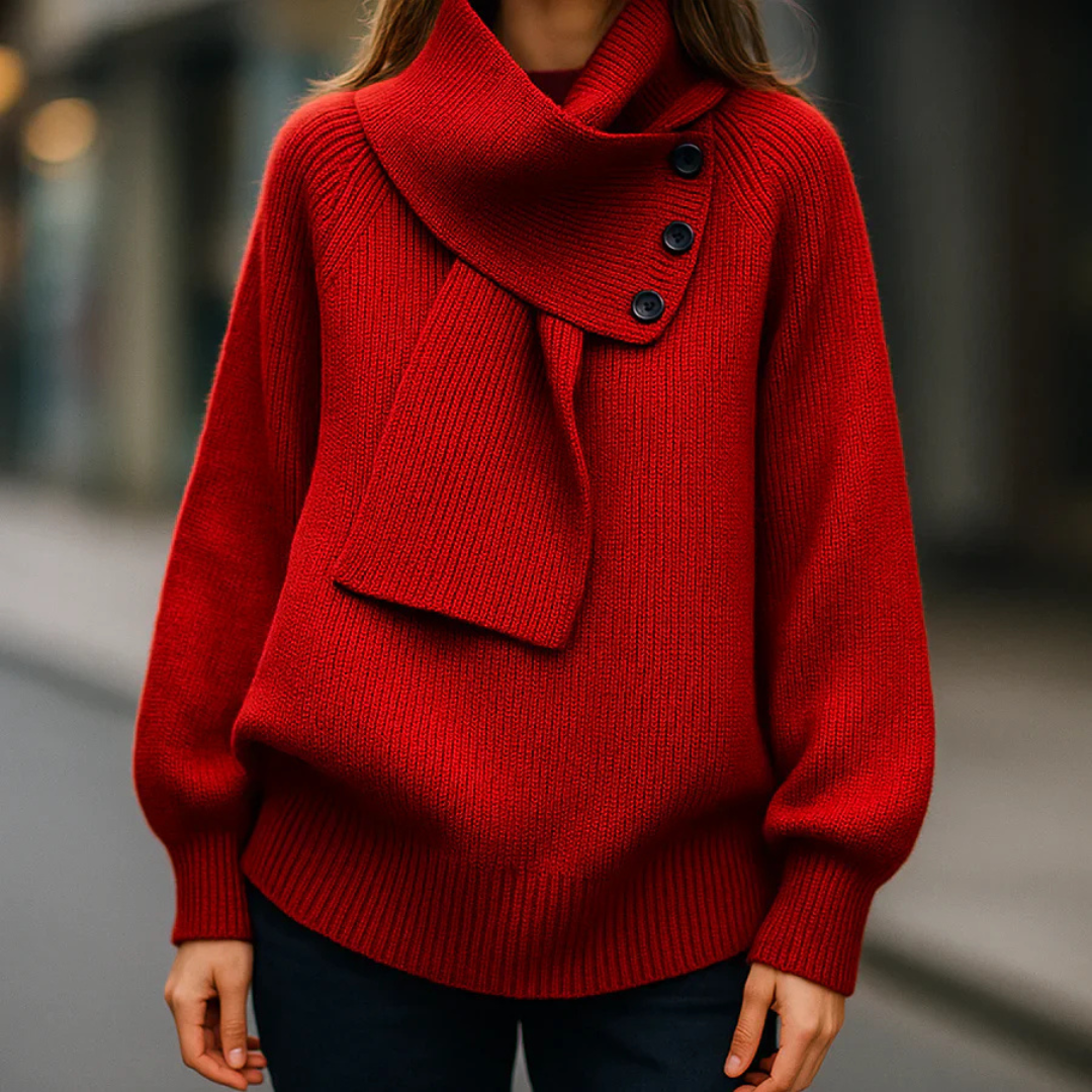 Rislena™ | Asymmetrical Collar Knit Sweater