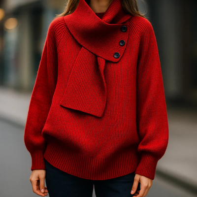 Rislena™ | Asymmetrical Collar Knit Sweater