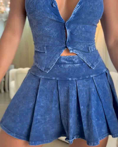 Hailey™ | Chic Denim Mini Outfit