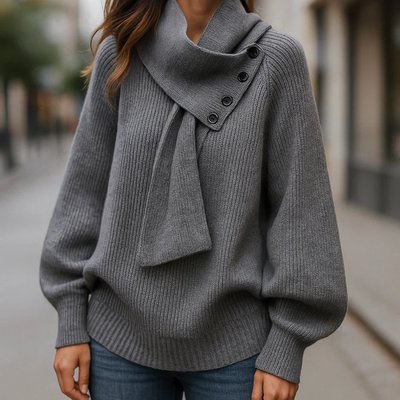 Rislena™ | Asymmetrical Collar Knit Sweater