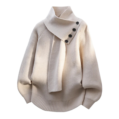 Rislena™ | Asymmetrical Collar Knit Sweater