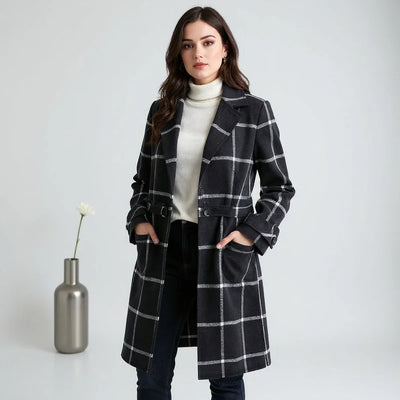 Embera™ | Retro Lapel Plaid Tweed Coat