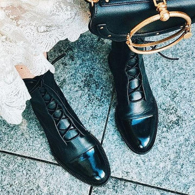 Mireille - Women's British Style Patent Leather Boots