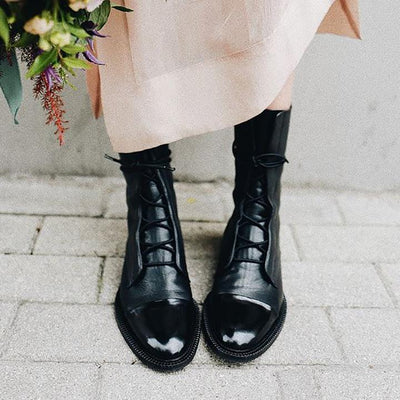 Mireille - Women's British Style Patent Leather Boots