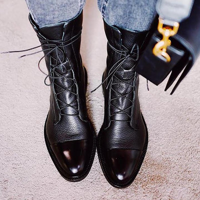 Mireille - Women's British Style Patent Leather Boots