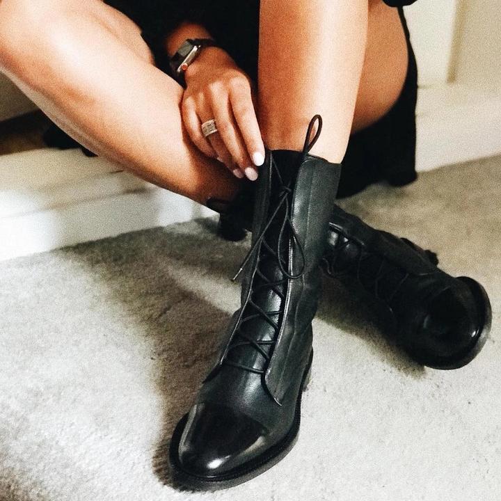 Mireille - Women's British Style Patent Leather Boots