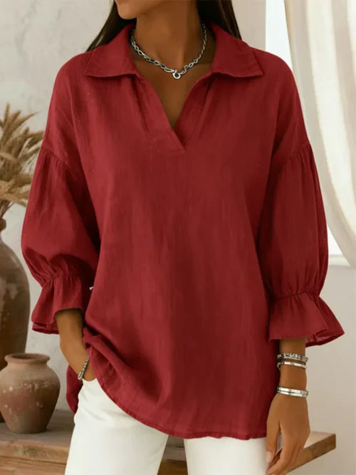 Rivelle™ | Relaxed V-Neck Blouse