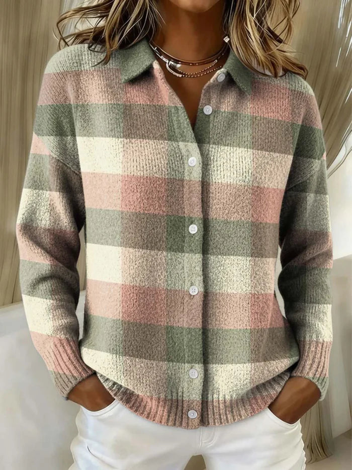 Brisella™ | Cozy Check Knit Top
