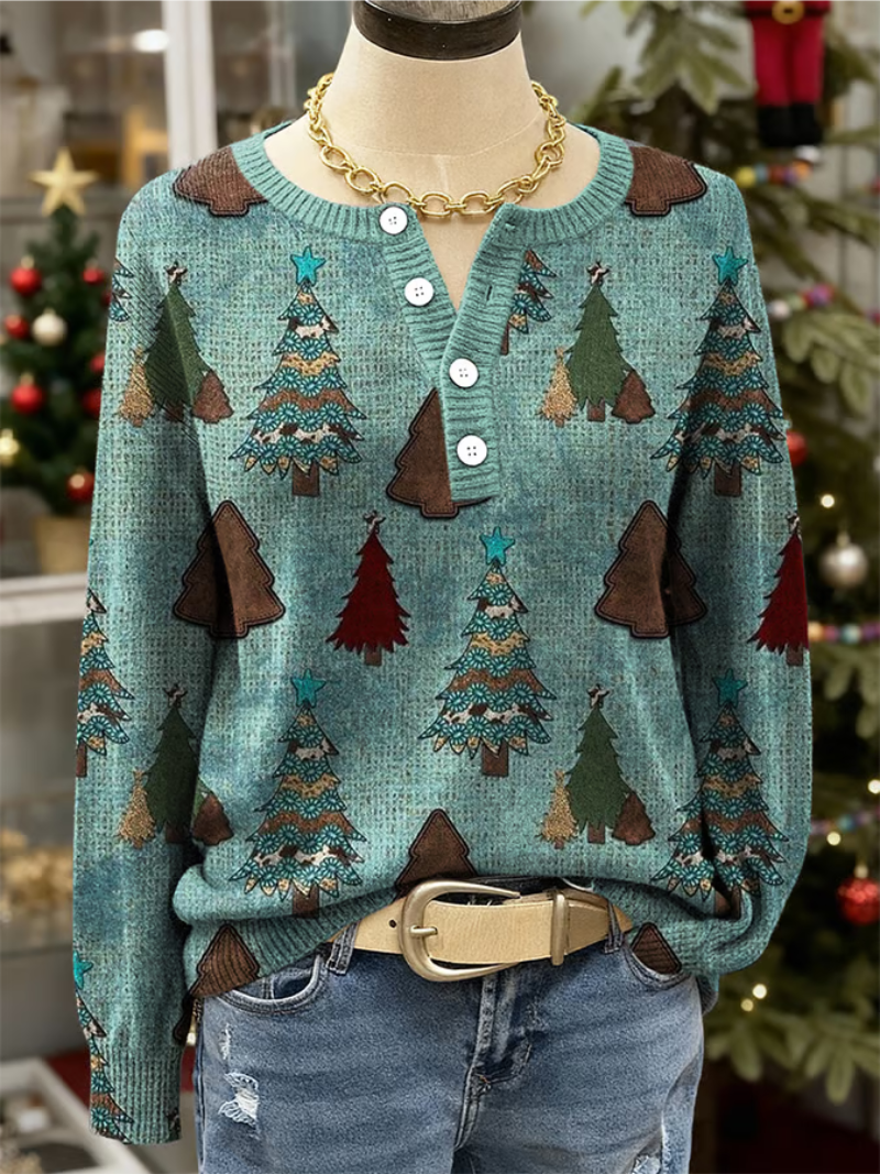 Aspena™ | Christmas Tree Henley Sweater