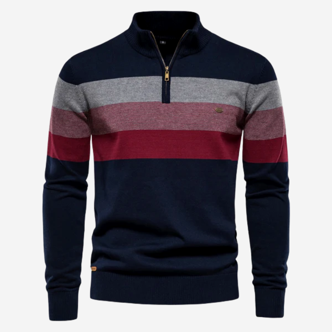 Jason™ |  Sweater with polo collar and half zipper