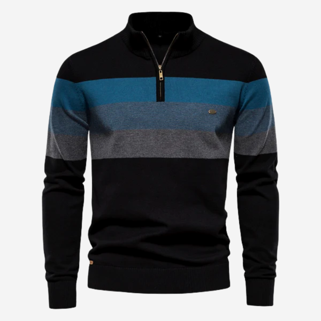 Jason™ |  Sweater with polo collar and half zipper