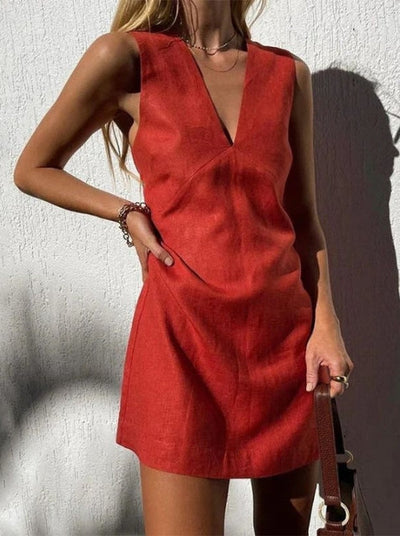 Hazel - Summer V-Neck Cotton Dress