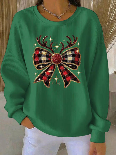 Deliah™ | Christmas Bow Print Sweater