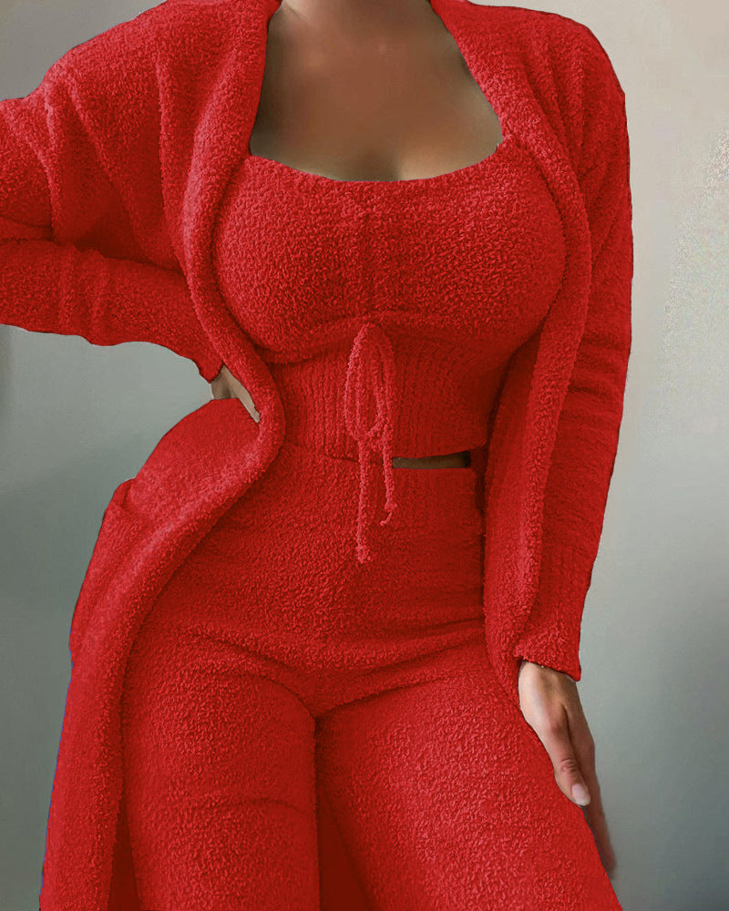 MonAmi™ | green wool coat with fleece lightweight house suit