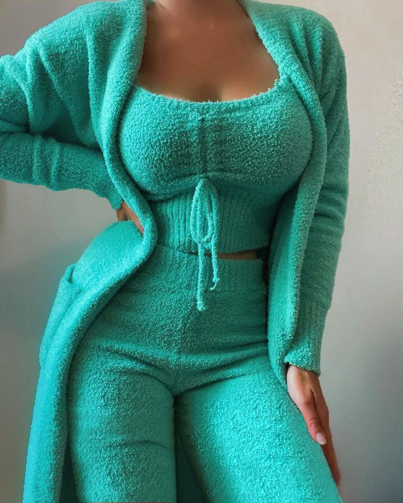 MonAmi™ | green wool coat with fleece lightweight house suit