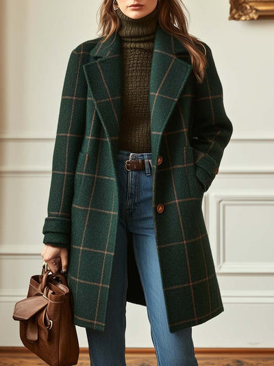 Embera™ | Retro Lapel Plaid Tweed Coat