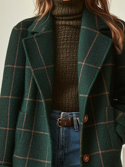 Embera™ | Retro Lapel Plaid Tweed Coat
